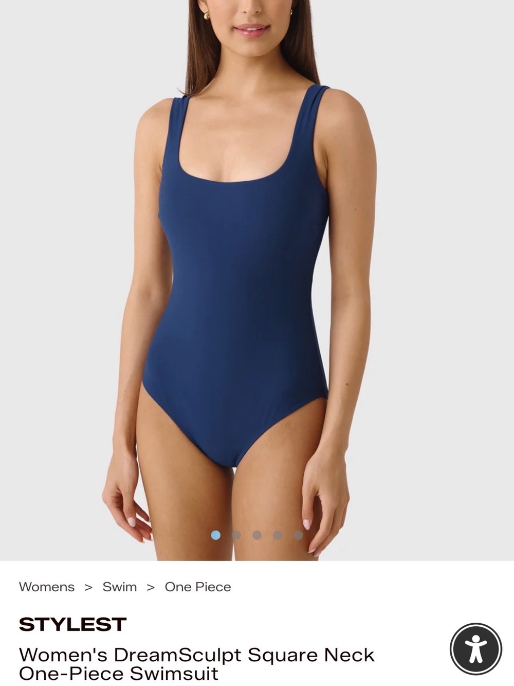 DreamSculpt Square Neck One-Piece Swimsuit - Navy